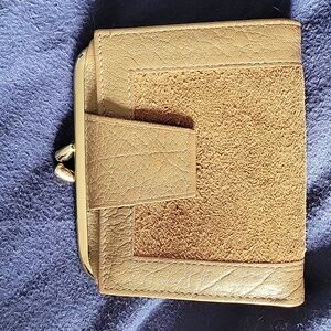Vintage Lady Buxton Khaki Poor Soul Leather Wallet w Kiss Lock Coin Purse